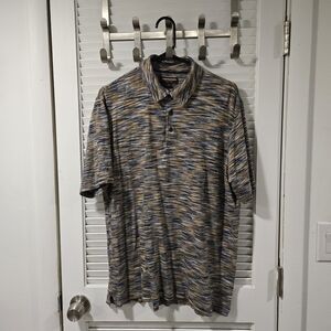 Johnston & Murphy Blue and Brown Patterned Polo Shirt